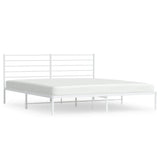 Metal Bed Frame without Mattress with Headboard White 193x203cm 352374