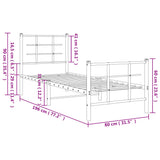 Metal Bed Frame without Mattress with Footboard Black 75x190cm 355569