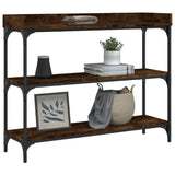 Console Table with Shelves Smoked Oak 100x30x80 cm 837809