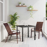 Garden Dining Set 3 pcs Brown and Black Powder-coated Steel 3379128