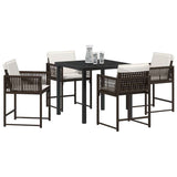 Garden Dining Set 5 pcs Brown Poly Rattan 3380753