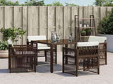 Garden Chairs with Cushions 4 pcs Brown Poly Rattan 364969