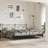 Metal Bed Frame without Mattress with Footboard Black 200x200cm 376527