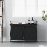 Laundry Basket 2 Compartments with Shelf Smoked Oak 859077
