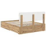 Bed Frame with Drawer Artisan Oak 140 x 190 cm Engineered Wood 3412381