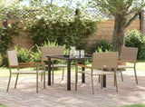Garden Dining Set with Cushion 5 pcs Beige Poly Rattan 3379717