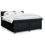 ZNTS Box Spring Bed with Mattress Black 180x200 cm Fabric 3285976