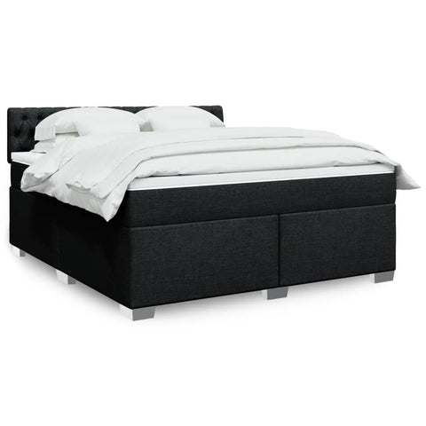 ZNTS Box Spring Bed with Mattress Black 180x200 cm Fabric 3285976