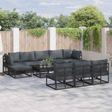 Garden Sofa Set with Cushion 11 pcs Black Aluminium 3378911