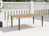 Garden Dining Table, 150 x 90 cm Rectangle Outdoor Table with 5 cm Parasol Hole, Slatted Tabletop T3398P328032