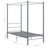 Canopy Bed Frame without Mattress Grey Metal 90x200 cm 325053