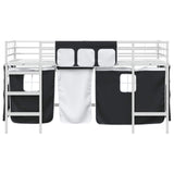 Kids'Loft Bed Frame with Curtains White and Black 107 x 200 cm 42020814