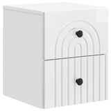 Wall-Mounted Bedside Cabinet with Drawer 2 pcs High Gloss White 898134