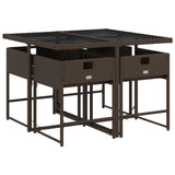 Garden Dining Set Brown Poly Rattan Medium Foldable 3211257
