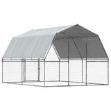 Dog Cage with Roof and Door Silver Galvanised Steel 3294909