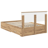 Bed Frame with Drawer Artisan Oak 135 x 190 cm Engineered Wood 3408280