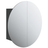 Bathroom Cabinet with Round Mirror&LED Black 40x40x17.5 cm 345580