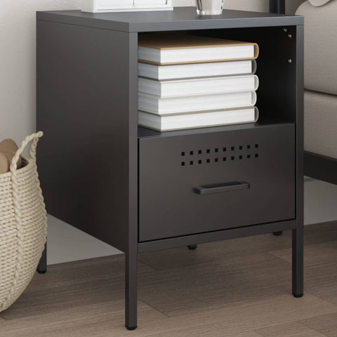 ZNTS Bedside Cabinet Black 36x39x50.5 cm Steel 843054