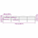 Garden Fence with Spear Top Steel 714.5x150 cm Black 277733