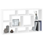 ZNTS Wall Display Shelf 8 Compartments High Gloss White 342591