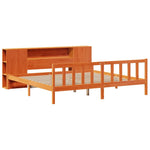ZNTS Bookcase Bed without Mattress Wax Brown 200x200 cm Solid Wood Pine 3321675
