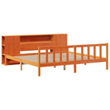 ZNTS Bookcase Bed without Mattress Wax Brown 200x200 cm Solid Wood Pine 3321675
