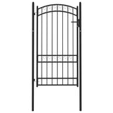 Fence Gate "EMMEN" with Arched Top Steel 100x123,5 cm Black 146371