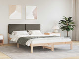 Bed Frame with Upholstered Headboard Taupe 135 x 190 cm 877922