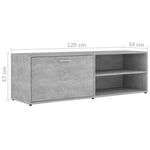 ZNTS TV Cabinet Concrete Grey 120x34x37 cm Engineered Wood 801156