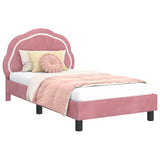 Children's Bed Frame with Headboard Pink 80 x 160 cm Velvet 42010904