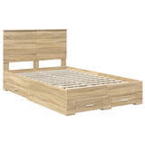 Bed Frame with Drawer Sonoma Oak 135 x 190 cm Engineered Wood 3409660
