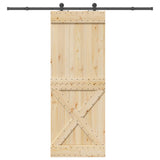 Sliding Door NARVIK Natural and Black 85 x 210 cm 3445367