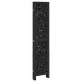 Room Divider 5 Panels Black Solid Wood Paulownia 358758