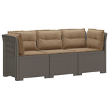 3-Seater Garden Sofa with Cushions Rattan Look PP Light Grey 3443848