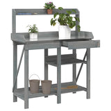 Potting Bench with Shelves Grey Solid Wood Fir 368433