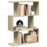 Room Divider Bookcase 3-Tier Sonoma Oak 70x24x97 cm Engineered Wood 858113