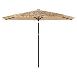 Garden Parasol with LEDs and Steel Pole Brown 288x288x225 cm 4005121