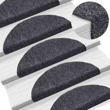 Stair Mats Self-adhesive 30 pcs 56x17x3 cm Dark Grey Half Round 3365680