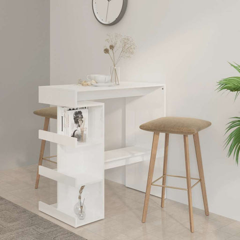 Bar Table with Storage Rack High Gloss White 100x50x101.5 cm 809455