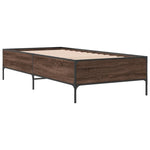 ZNTS Bed Frame Brown Oak 75x190 cm Small Single Engineered Wood and Metal 844995