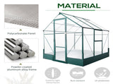 6x6 FT Polycarbonate Greenhouse with Base and Raised Bed, Walk-in Greenhouse with Aluminium Frame, T3398P314759