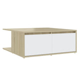 Coffee Table White and Sonoma Oak 80x80x31 cm Engineered Wood 806881