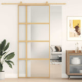 Sliding Door Gold 90x205 cm Frosted ESG Glass and Aluminium 155194