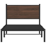 Metal Bed Frame without Mattress Brown Oak 107x203 cm 4007761