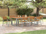 Garden Dining Set 9 pcs Grey Solid Acacia Wood 3284350