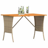 Garden Table with Acacia Wood Top Beige 105x75x72 cm Poly Rattan 4104140