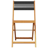 ZNTS 3 Piece Bistro Set Black Polypropylene and Solid Wood 3281745