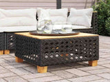 Garden Table Black 55x55x36 cm Poly Rattan Acacia Wood 365929