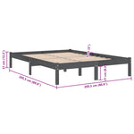 810039 Bed Frame without Mattress Grey Solid Wood 200x200 cm