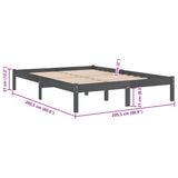 810039 Bed Frame without Mattress Grey Solid Wood 200x200 cm